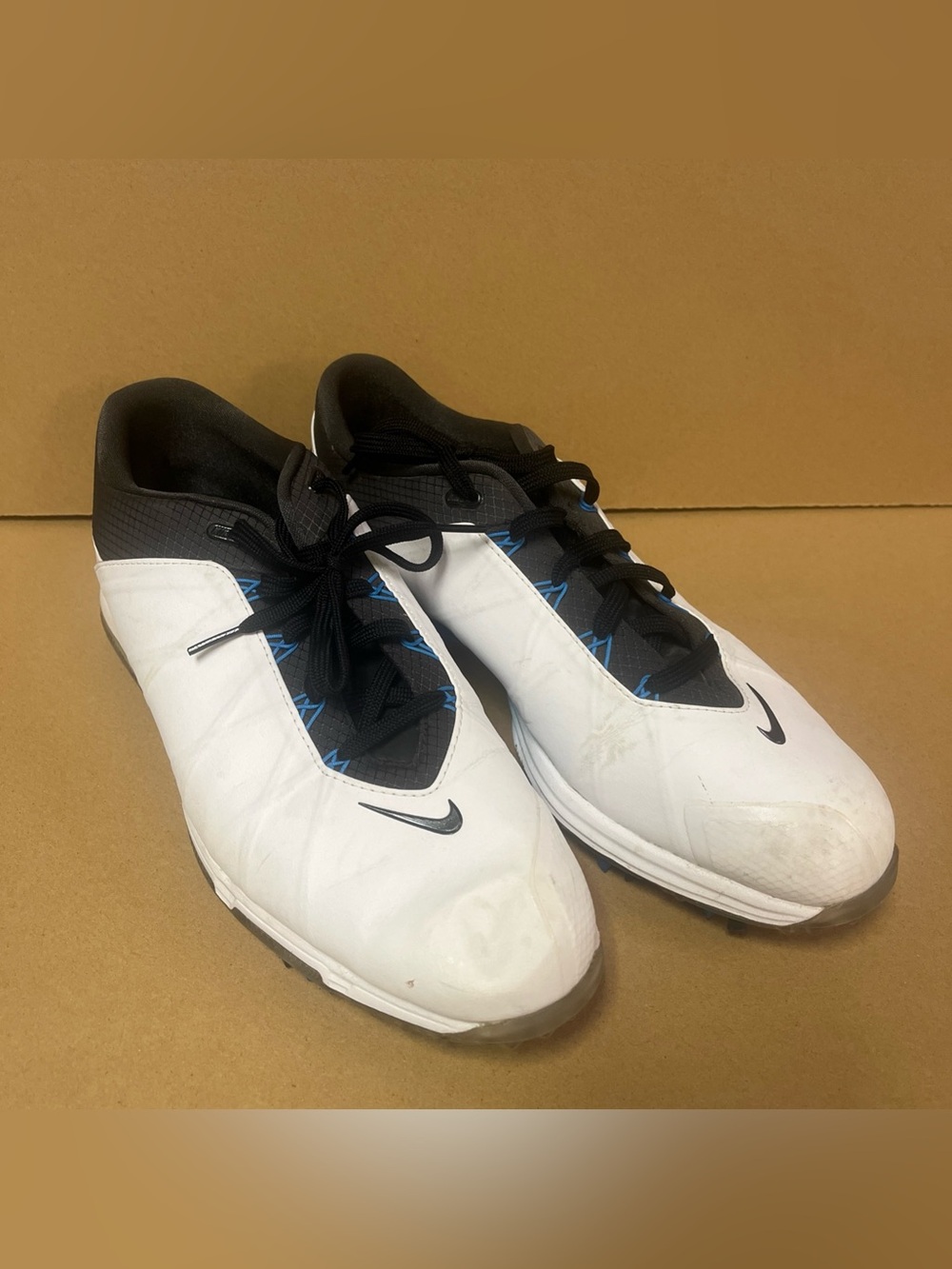 Nike Lunar Fire Golf Shoes Mens 10.5 White Leather Lace Up 853738-100 Sneakers
